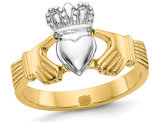 Ladies Claddagh Ring in 14K Yellow and White Gold